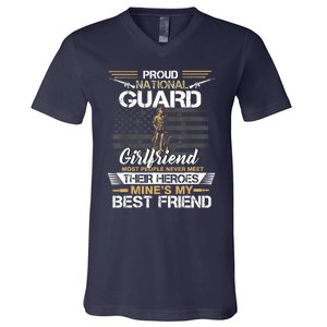 Proud Army National Guard Girlfriend Flag U.S Military V-Neck T-Shirt