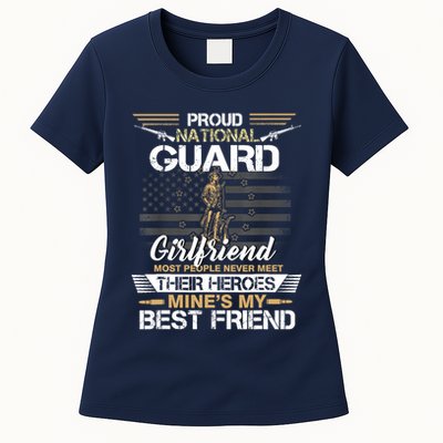 Proud Army National Guard Girlfriend Flag U.S Military Womens T-Shirt