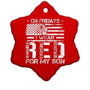 Proud Army National Guard Mom On Fridays I We Wear Red Ceramic Star Ornament