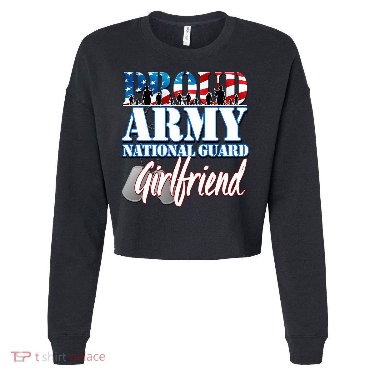 Proud Army National Guard Friend Usa Military Gift Cropped Pullover Crew