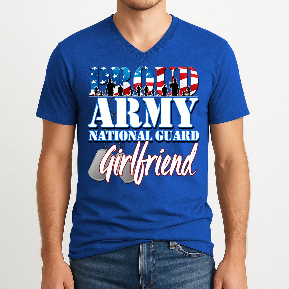 Proud Army National Guard Friend Usa Military Gift V-Neck T-Shirt