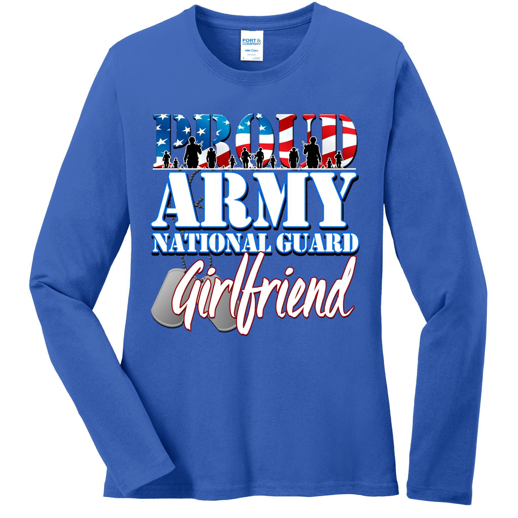 Proud Army National Guard Friend Usa Military Gift Ladies Long Sleeve Shirt