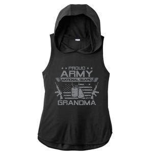 Proud Army National Guard Grandma With American Flag Ladies PosiCharge Tri-Blend Wicking Draft Hoodie Tank