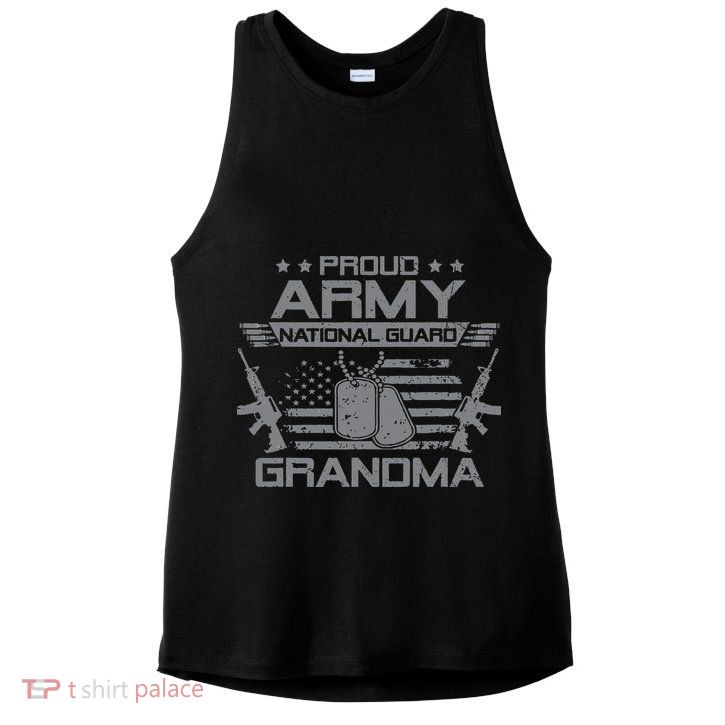 Proud Army National Guard Grandma With American Flag Ladies PosiCharge Tri-Blend Wicking Tank