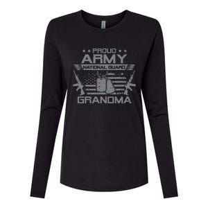 Proud Army National Guard Grandma With American Flag Womens Cotton Relaxed Long Sleeve T-Shirt