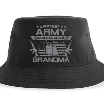 Proud Army National Guard Grandma With American Flag Sustainable Bucket Hat