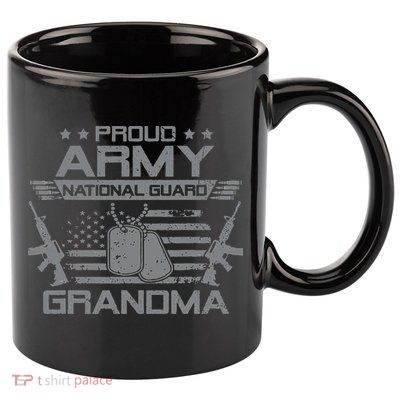Proud Army National Guard Grandma With American Flag 11oz C Handle Ceramic Mug