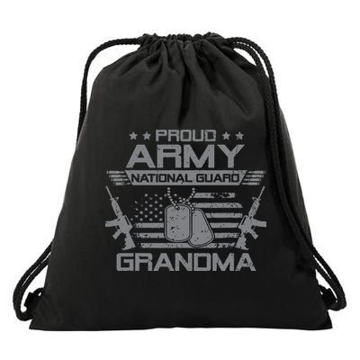 Proud Army National Guard Grandma With American Flag Drawstring Bag