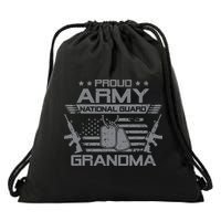 Proud Army National Guard Grandma With American Flag Drawstring Bag