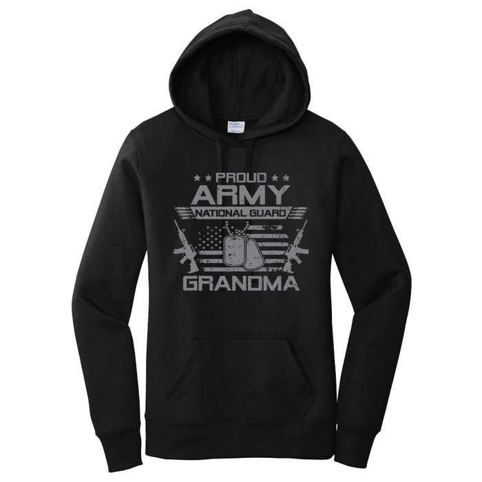 Proud Army National Guard Grandma With American Flag Women's Pullover Hoodie