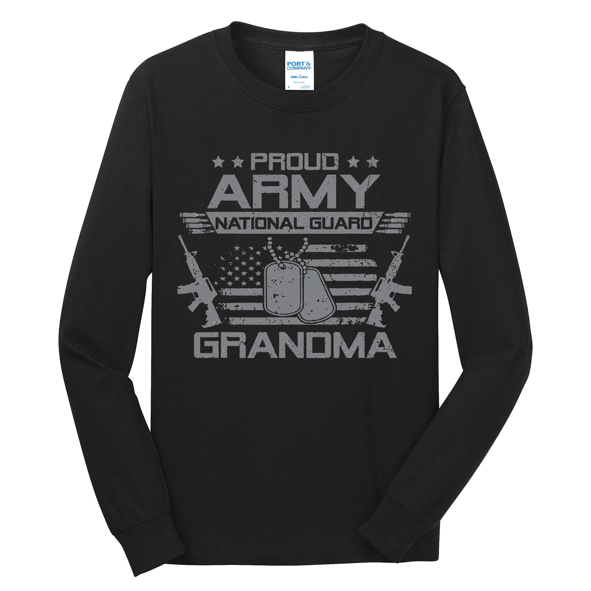 Proud Army National Guard Grandma With American Flag Tall Long Sleeve T-Shirt