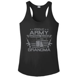 Proud Army National Guard Grandma With American Flag Ladies PosiCharge Competitor Racerback Tank