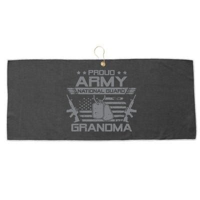 Proud Army National Guard Grandma With American Flag Large Microfiber Waffle Golf Towel