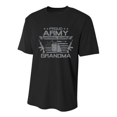 Proud Army National Guard Grandma With American Flag Youth Performance Sprint T-Shirt