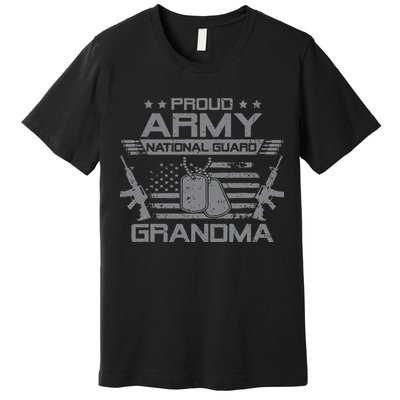 Proud Army National Guard Grandma With American Flag Premium T-Shirt