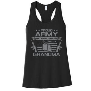 Proud Army National Guard Grandma With American Flag Women's Racerback Tank