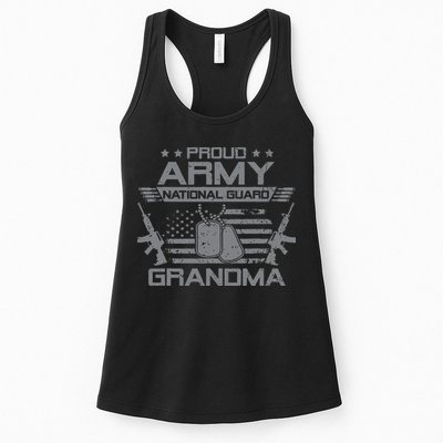 Proud Army National Guard Grandma With American Flag Womens Tank Top