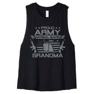 Proud Army National Guard Grandma With American Flag Women's Racerback Cropped Tank