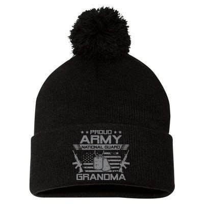 Proud Army National Guard Grandma With American Flag Pom Pom 12in Knit Beanie