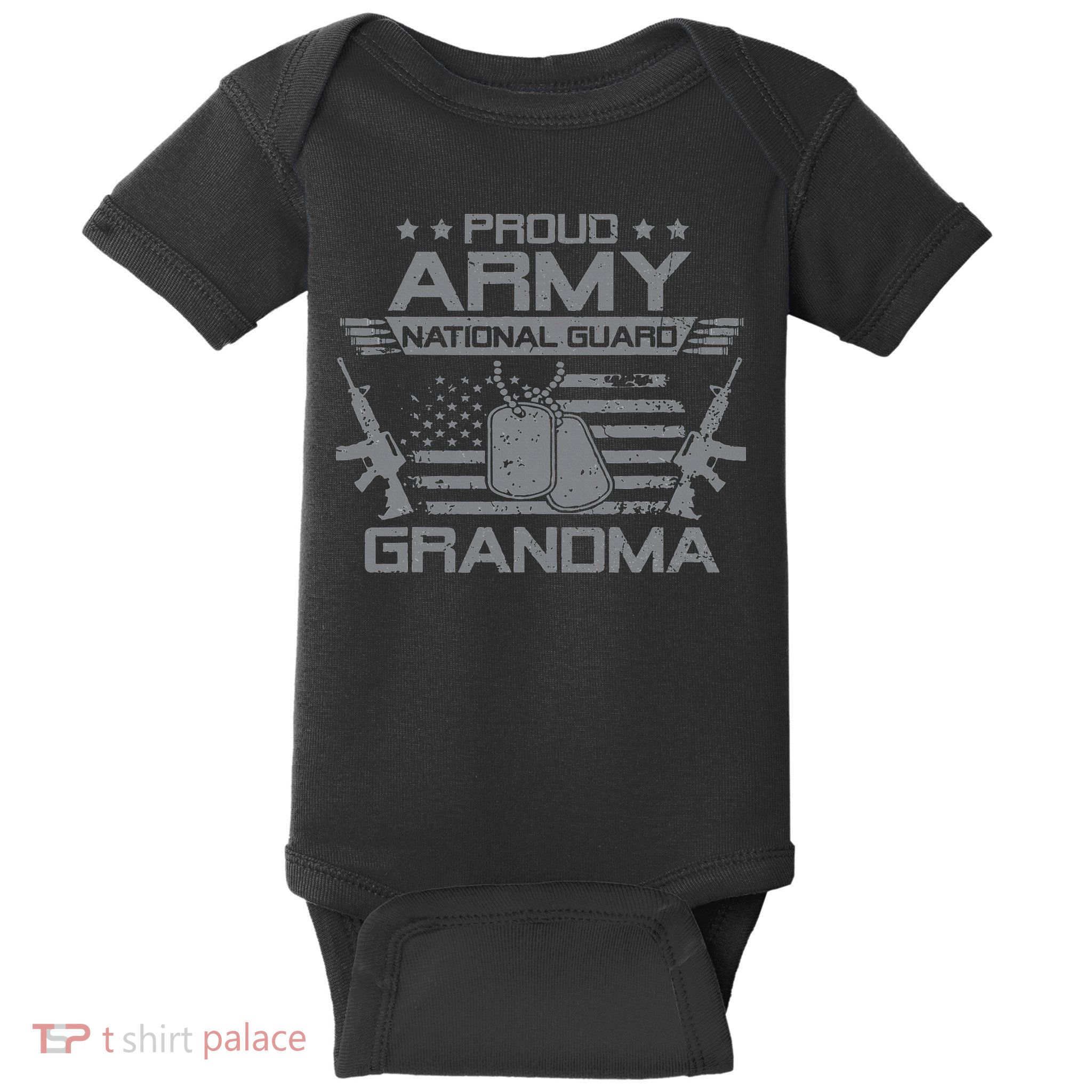Proud Army National Guard Grandma With American Flag Baby Bodysuit