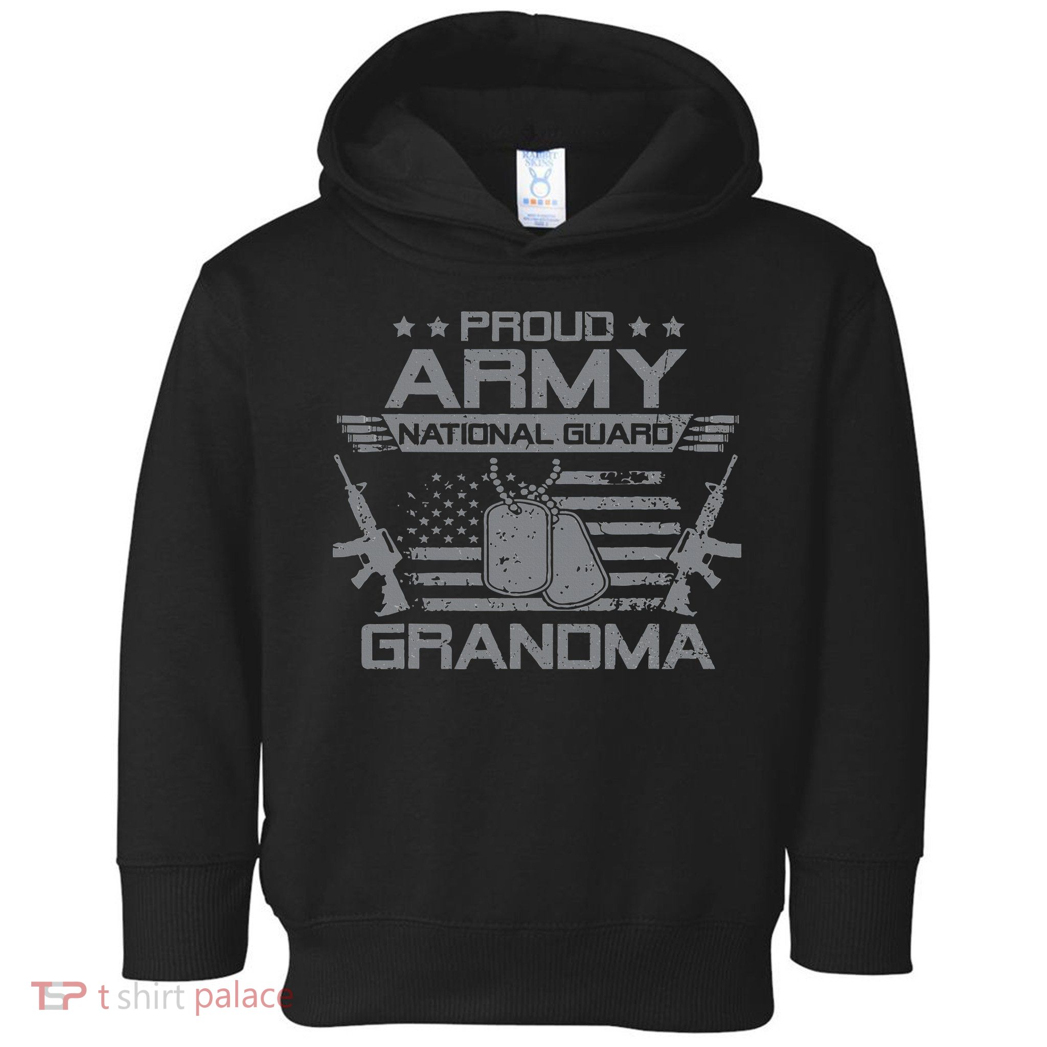 Proud Army National Guard Grandma With American Flag Toddler Hoodie