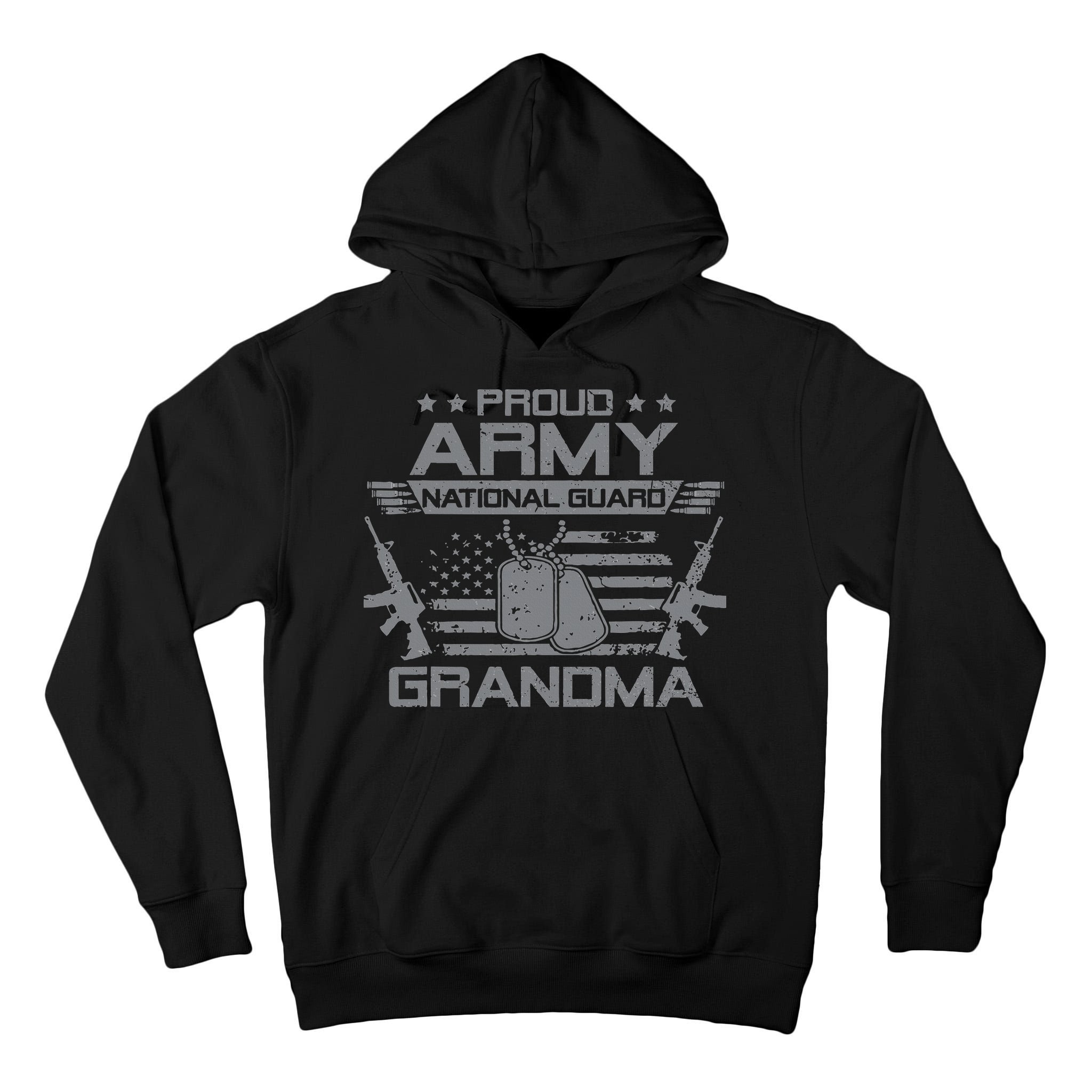 Proud Army National Guard Grandma With American Flag Tall Hoodie