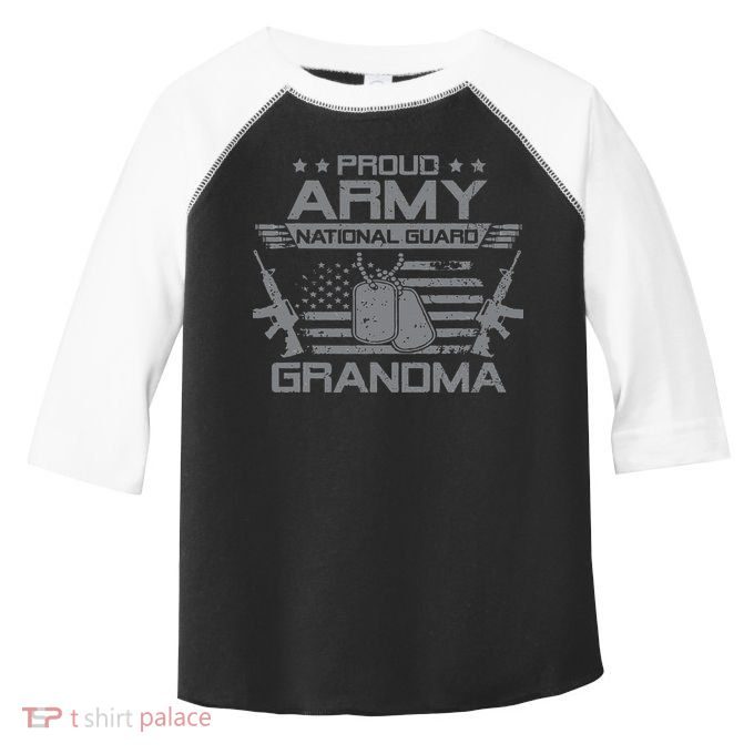 Proud Army National Guard Grandma With American Flag Toddler Fine Jersey T-Shirt