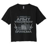 Proud Army National Guard Grandma With American Flag Women's Crop Top Tee