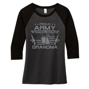 Proud Army National Guard Grandma With American Flag Women's Tri-Blend 3/4-Sleeve Raglan Shirt