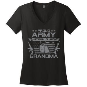 Proud Army National Guard Grandma With American Flag Women's V-Neck T-Shirt