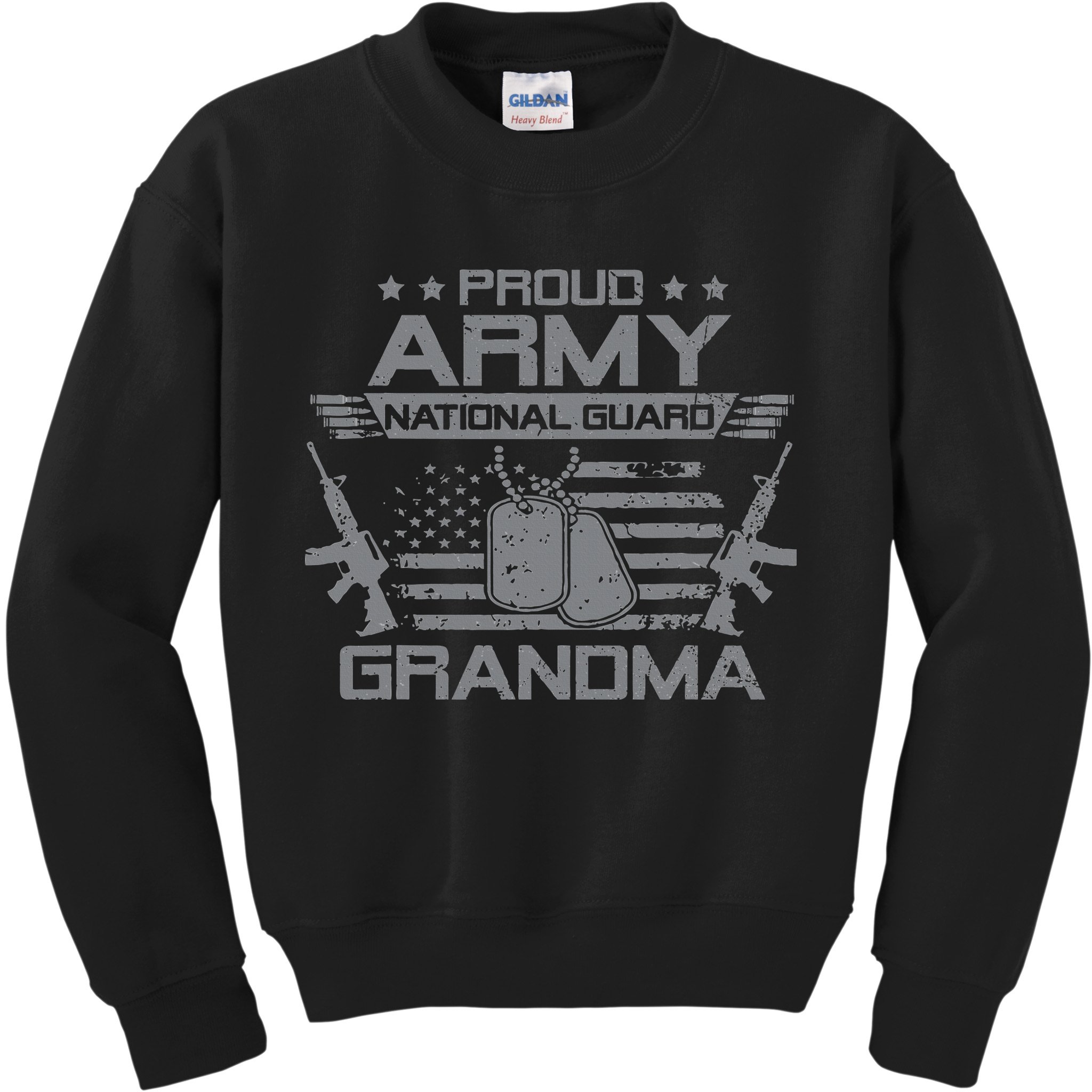 Proud Army National Guard Grandma With American Flag Kids Sweatshirt