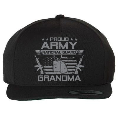 Proud Army National Guard Grandma With American Flag Wool Snapback Cap