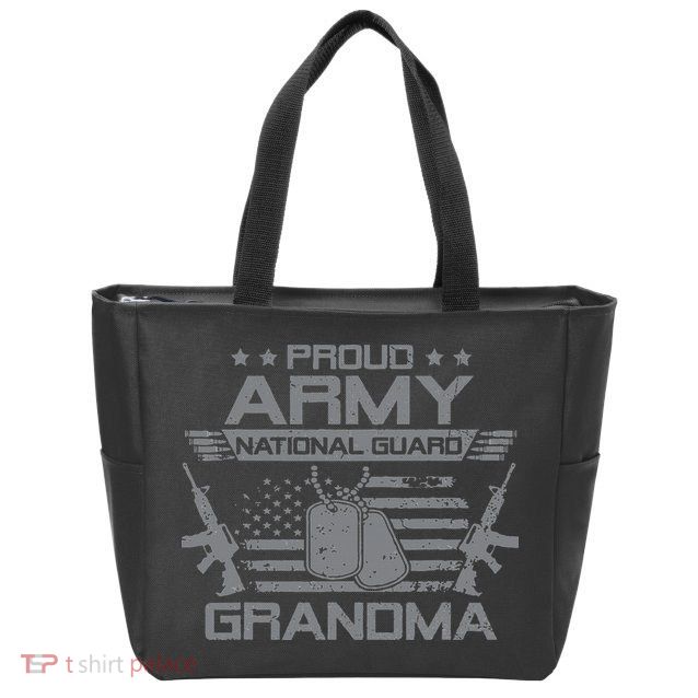 Proud Army National Guard Grandma With American Flag Zip Tote Bag