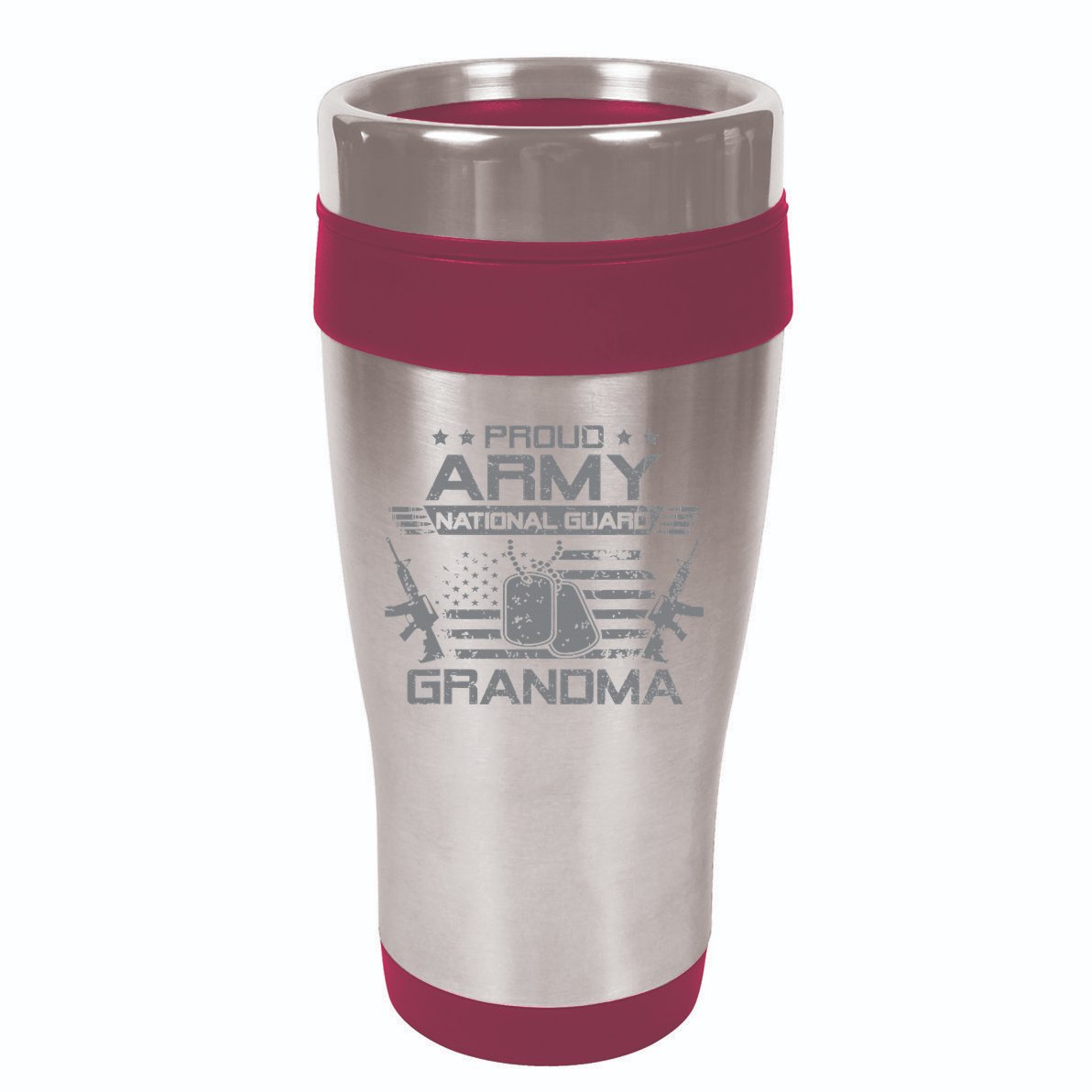 Proud Army National Guard Grandma With American Flag 16oz Travel Tumbler