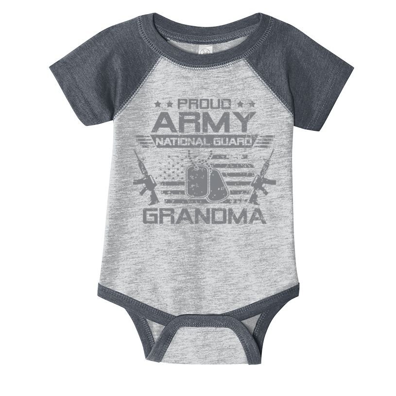 Proud Army National Guard Grandma With American Flag Infant Baby Jersey Bodysuit