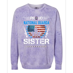 Proud Army National Guard Sister Veteran Us Flag Patriotic Cool Gift Colorblast Crewneck Sweatshirt