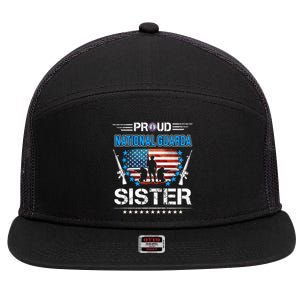 Proud Army National Guard Sister Veteran Us Flag Patriotic Cool Gift 7 Panel Mesh Trucker Snapback Hat