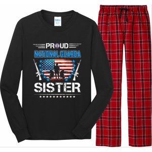 Proud Army National Guard Sister Veteran Us Flag Patriotic Cool Gift Long Sleeve Pajama Set