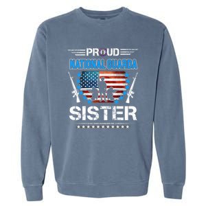 Proud Army National Guard Sister Veteran Us Flag Patriotic Cool Gift Garment-Dyed Sweatshirt