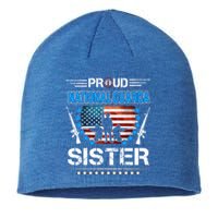 Proud Army National Guard Sister Veteran Us Flag Patriotic Cool Gift Sustainable Beanie