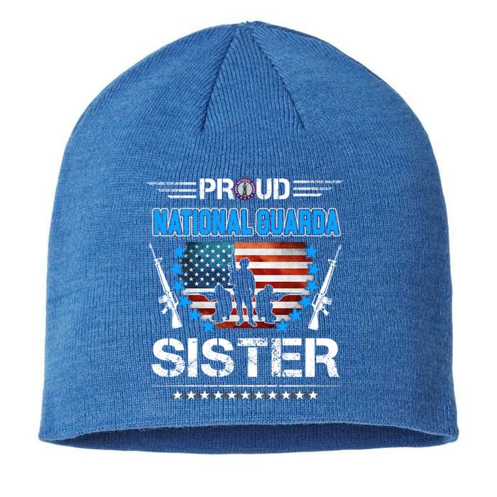 Proud Army National Guard Sister Veteran Us Flag Patriotic Cool Gift Sustainable Beanie