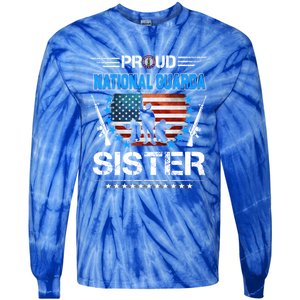 Proud Army National Guard Sister Veteran Us Flag Patriotic Cool Gift Tie-Dye Long Sleeve Shirt