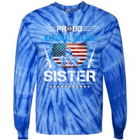 Proud Army National Guard Sister Veteran Us Flag Patriotic Cool Gift Tie-Dye Long Sleeve Shirt