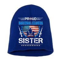 Proud Army National Guard Sister Veteran Us Flag Patriotic Cool Gift Short Acrylic Beanie