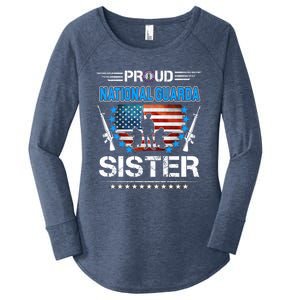 Proud Army National Guard Sister Veteran Us Flag Patriotic Cool Gift Women's Perfect Tri Tunic Long Sleeve Shirt