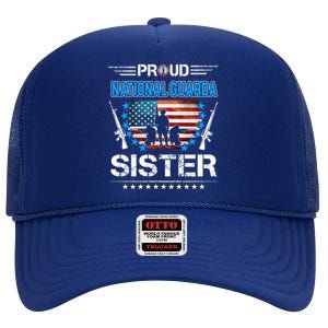 Proud Army National Guard Sister Veteran Us Flag Patriotic Cool Gift High Crown Mesh Back Trucker Hat