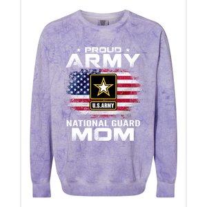 Proud Army National Guard Mom With American Flag Gift Cool Gift Colorblast Crewneck Sweatshirt