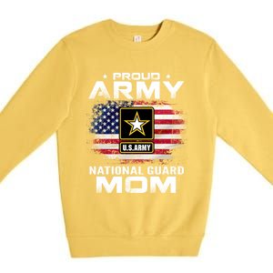 Proud Army National Guard Mom With American Flag Gift Cool Gift Premium Crewneck Sweatshirt