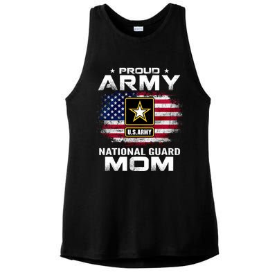 Proud Army National Guard Mom With American Flag Gift Cool Gift Ladies PosiCharge Tri-Blend Wicking Tank