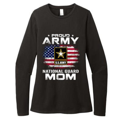 Proud Army National Guard Mom With American Flag Gift Cool Gift Womens CVC Long Sleeve Shirt